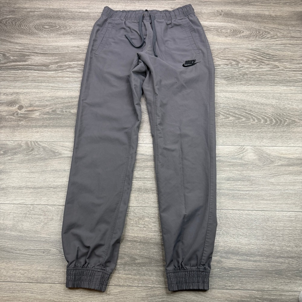 Nike Sportswear Joggers Mens Small Charcoal Woven Tapered Swoosh Athletic Pants